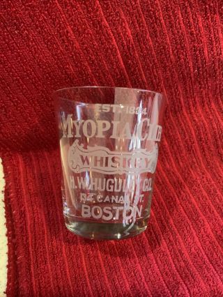 Antique Pre Prohibition Rare Shot Glass Myopia Club Whiskey Boston Ma.
