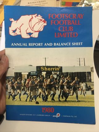 Rare 1980 Footscray Football Club Bulldogs Annual Report - Templeton,  Dunstan.