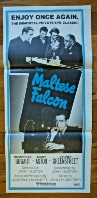 The Maltese Falcon Rare R1970s Australian Daybill Movie Poster Bogart