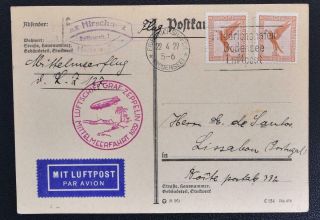 Germany To Spain To Portugal 1929 Zeppelin,  Rare Mediterranean Sea Flight Card