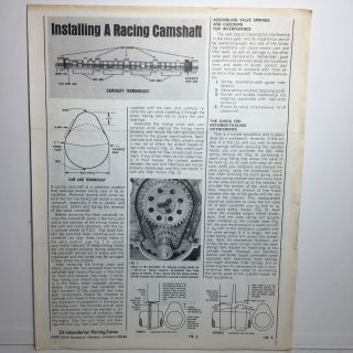 Vintage Ed Iskenderian Racing Cams: Installing A Racing Camshaft Pamphlet Rare
