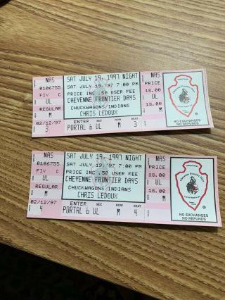 Rare Chris Ledoux Cheyenne Frontier Days Rodeo 2 Tickets July 1991
