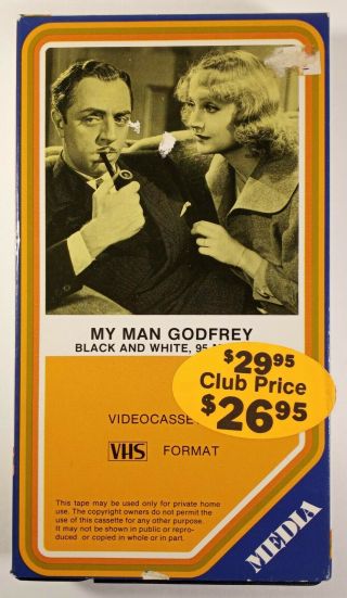 My Man Godfrey Rare Oop Black & White (vhs,  1983 Media)