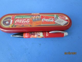 Vintage 1998 Coca Cola Pencil Box And Pen Rare