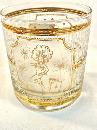 Vintage Rare Culver Las Vegas 22k Gold Showgirl Bar Glass 3.  25 " H X 3 " W Low Ball