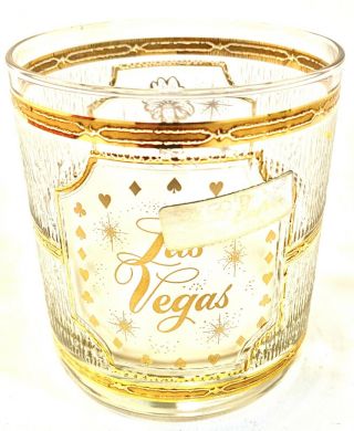 Vintage RARE Culver Las Vegas 22k Gold Showgirl Bar Glass 3.  25 