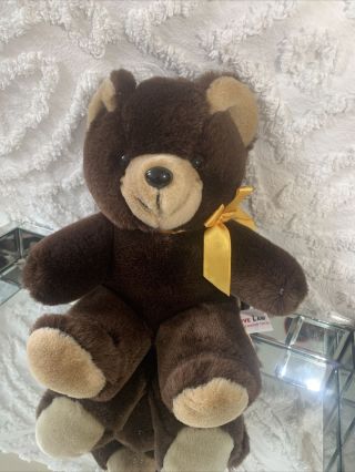 Rare Vintage 11” Love Land Brown Teddy Bear Plush Stuffed Animal Toy 1985