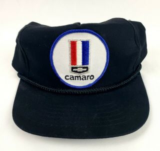 Vintage Chevy Camaro Trucker Hat Cap Snapback Rare Bowtie Black