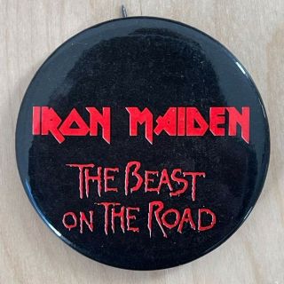 Rare Vintage 1982 Iron Maiden Promo Tour Button Pin The Beast On The Road Badge