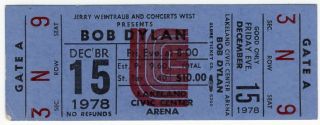 Vintage Bob Dylan Concert Ticket - Lakeland,  Fl - 1978 World Tour - Very Rare