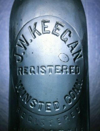 Soda Bottle Vintage J.  W.  Keegan Winsted Connecticut Rare Soda Water Beer Style