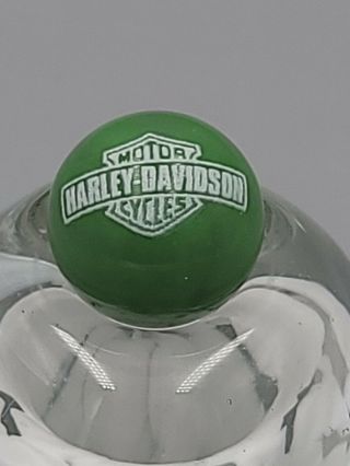 Rare Harley Davidson White Bar & Shield On Green Marbleized Marble Toys 1 " 3