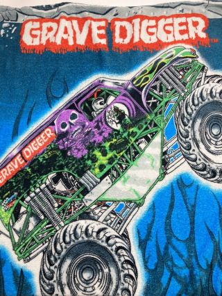 RARE 6’ Grave Digger 70” x 43” Monster Jam Hot Rod Lifted Truck Throw Blanket 2