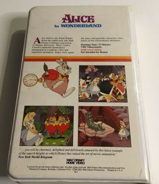 Alice In Wonderland VHS Walt Disney Home Video RARE 1983 White Clam Shell 2