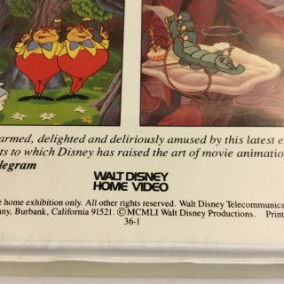 Alice In Wonderland VHS Walt Disney Home Video RARE 1983 White Clam Shell 3