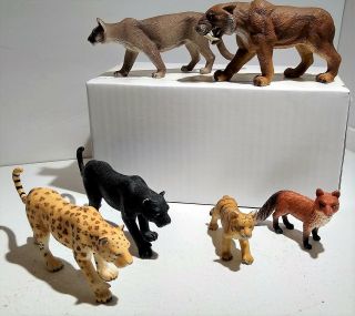 (6) Rare Mojo Sabre Tooth Tiger,  Cougar Fox,  Tiger Cub,  Black Panther,  Leopard