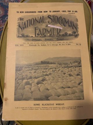 Rare Htf 1901 National Stockman & Farmer Illus Americana Klickitat Wheat Mthood