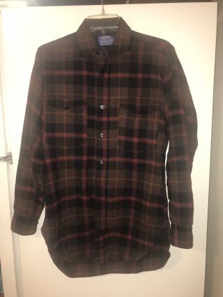 Pendleton Vintage Flannel Shirt Pure Virgin Wool - Size 14.  5 - Long Sleeve - Rare -