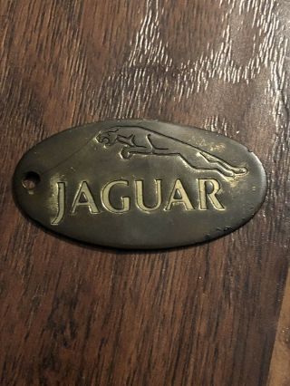 Rare Vintage Jaguar Gold Tone Key Chain Ring Tag Solid Brass