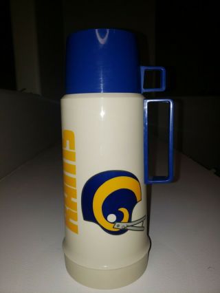 Rare Los Angeles Rams Vintage Plastic Thermos Model 2505 Made In Usa 1 Ltr
