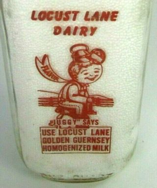 Vtg Locust Lane Farms Dairy Moorestown Nj Milk Bottle Pyro Sspq Rare Juggy Logo