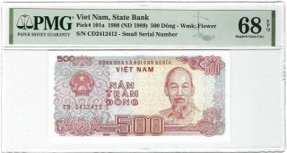 Vietnam 500 Dong 1988 (1989),  P - 101a,  Pmg 68 Epq Gem Unc,  2nd Finest Rare