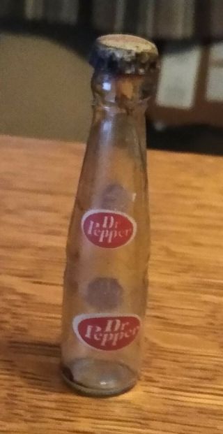 Rare Vintage Dr Pepper Miniature Glass Bottle.  Cool