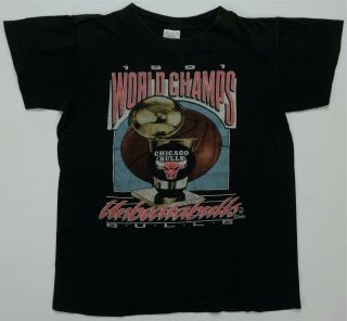 Rare Vtg Chicago Bulls 1991 Finals Unbeatabulls T Shirt 80s 90s Jordan Kids Sz L
