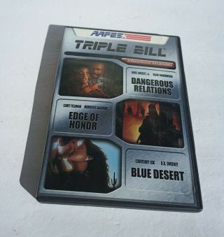 Rare Triple Bill Dangerous Relations / Edge Of Honor / Blue Desert Dvd 2002 Oop