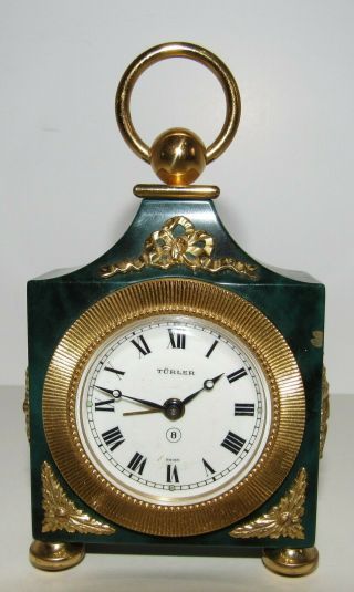 Turler 8 - Day Swiss Made Time And Alarm Wind Up Desk Clock Clock