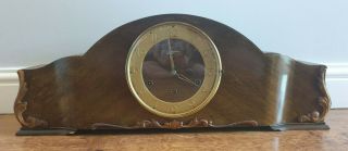 Very Large Mid - Century “junghans” Walnut Mantel Clock With Westminster Chime
