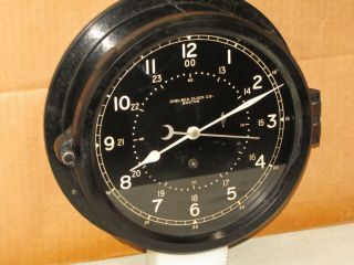 Chelsea Vintage Ships Clock 8 1/2 " Dial U.  S.  Navy 12/24 Hour Korean War 1952