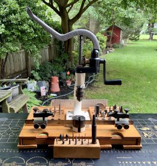 Kwm Bushing Machine With Attachments & Bushings Clockmaker Tool