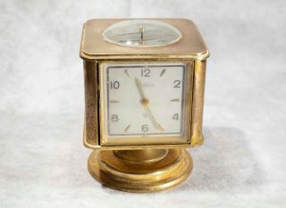 Vintage Angelus Desk Clock Weather Station 8 Days Swiss,  W/compass,  Barometer.