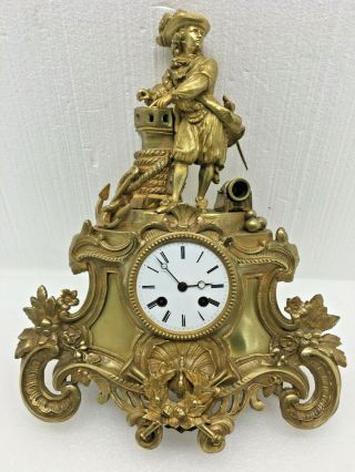Antique French Japy Freres Figural Mantel Clock With Nautical Theme