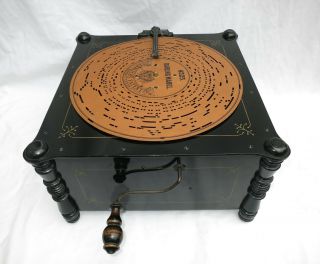 Antique 19thc Ariston Paper Disc Table Organette C1895 Music Box