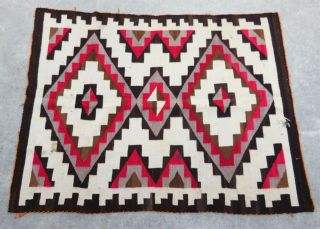 Vintage C.  1940s NAVAJO CRYSTAL PATTERN RUG 57 X 43 Native American Art Blanket 2