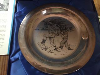 Franklin Sterling Silver Norman Rockwell Christmas Plate - 1970 - First Edition
