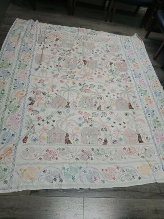 Vintage Hand Embroidered Bed Cover / Bed Spread Fabulous.