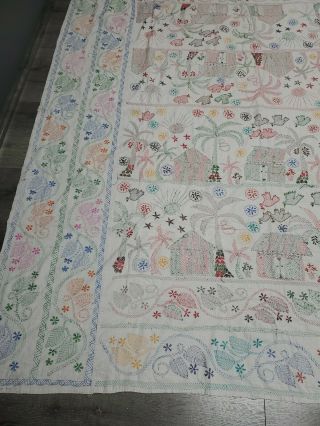 Vintage Hand Embroidered Bed Cover / Bed Spread FABULOUS. 2