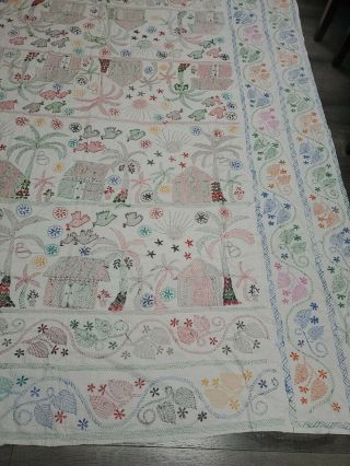 Vintage Hand Embroidered Bed Cover / Bed Spread FABULOUS. 3