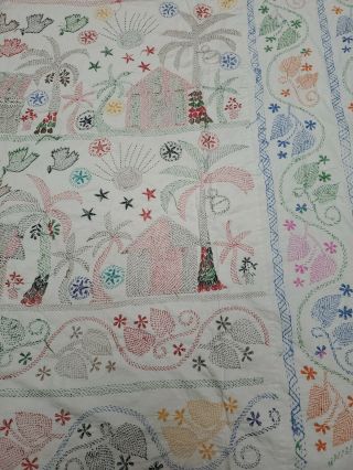 Vintage Hand Embroidered Bed Cover / Bed Spread FABULOUS. 4