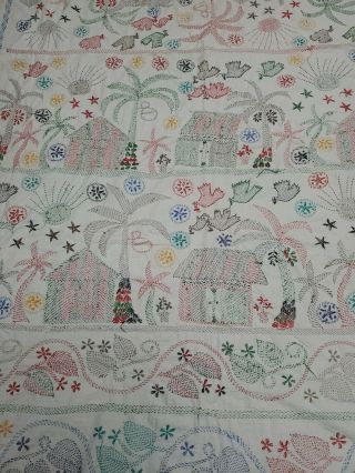 Vintage Hand Embroidered Bed Cover / Bed Spread FABULOUS. 5