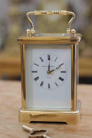 Vintage Swiss Mathew Norman 8 Day Time Piece Grande Corniche Carriage Clock
