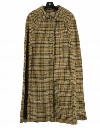 Pendleton Women’s Vintage Wool Cape Poncho Coat Tan Plaid 100 Virgin Wool Rare