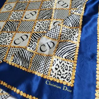 Christian Dior,  Authentic,  Vintage Dior Silk Scarf,  Handroll Hem,  35 " X 36 "
