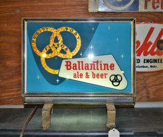 Vintage Ballantine Beer Bar Light Motion Sign Reverse Painted Glass 1950 