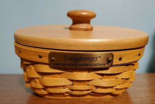 Longaberger 2002 Hostess Appreciation Basket With Lid