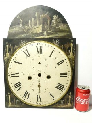 Antique Brass Enamel Hand Painted Abbey Ruins Wm Kirton Newcastle Clock Dial