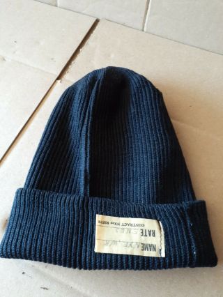 Vintage Wwii Usn Us Navy Wool Watch Cap Name Rate/contract